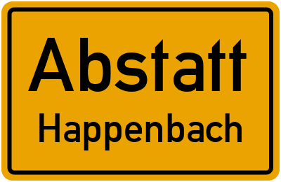 Ortsschild Abstatt Happenbach