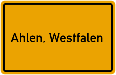 Ortsschild von Stadt Ahlen, Westfalen in Nordrhein-Westfalen