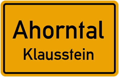 Ortsschild Ahorntal Klausstein