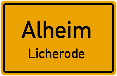 Ortsschild Alheim Licherode