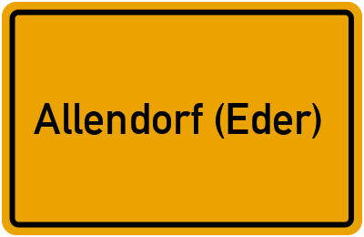 Ortsschild von Allendorf (Eder) in Hessen