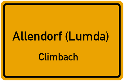Ortsschild Allendorf (Lumda) Climbach