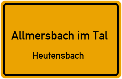 Ortsschild Allmersbach im Tal Heutensbach
