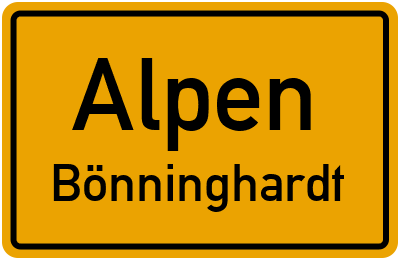 Ortsschild Alpen Bönninghardt