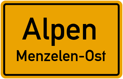 Ortsschild Alpen Menzelen-Ost
