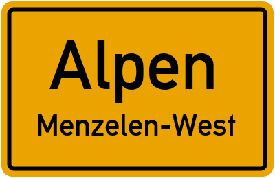 Ortsschild Alpen Menzelen-West