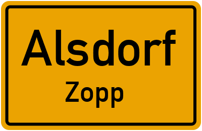 Ortsschild Alsdorf Zopp