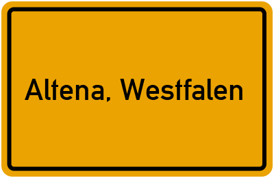 Ortsschild von Stadt Altena, Westfalen in Nordrhein-Westfalen