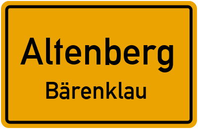 Straßenverzeichnis Altenberg Bärenklau