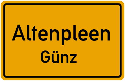 Straßenverzeichnis Altenpleen Günz