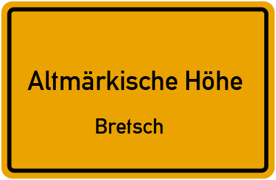Straßenverzeichnis Altmärkische Höhe Bretsch