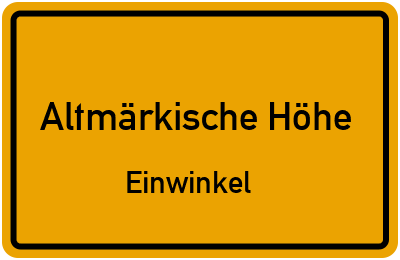 Straßenverzeichnis Altmärkische Höhe Einwinkel