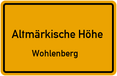 Straßenverzeichnis Altmärkische Höhe Wohlenberg