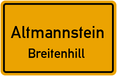 Ortsschild Altmannstein Breitenhill