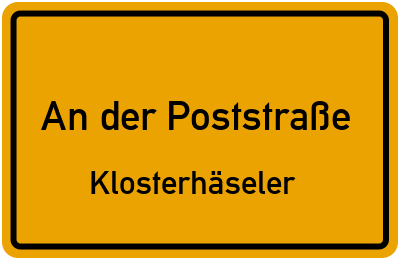 Straßenverzeichnis An der Poststraße Klosterhäseler