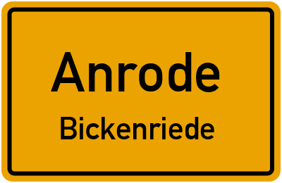 Straßenverzeichnis Anrode Bickenriede