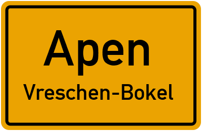 Ortsschild Apen Vreschen-Bokel