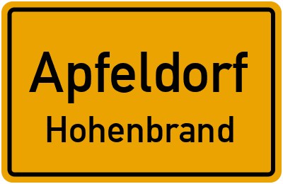 Ortsschild Apfeldorf Hohenbrand