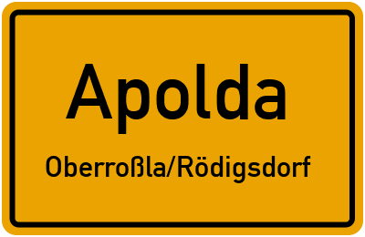 Straßenverzeichnis Apolda Oberroßla/Rödigsdorf