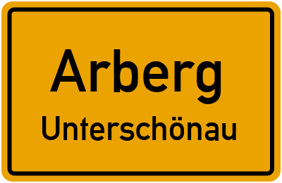 Ortsschild Arberg Unterschönau