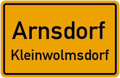 Ortsschild Arnsdorf Kleinwolmsdorf
