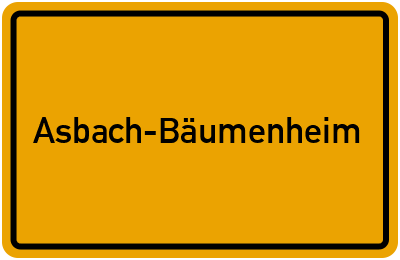 Ortsschild von Gemeinde Asbach-Bäumenheim in Bayern
