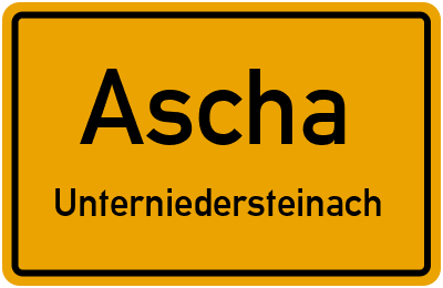 Ortsschild Ascha Unterniedersteinach