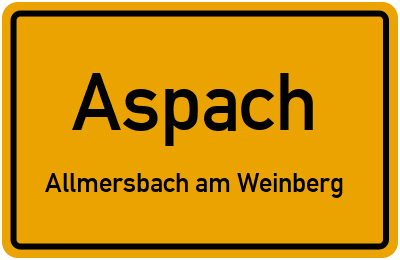 Straßenverzeichnis Aspach Allmersbach am Weinberg