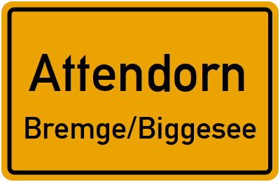 Ortsschild Attendorn Bremge/Biggesee