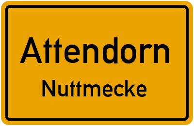 Ortsschild Attendorn Nuttmecke
