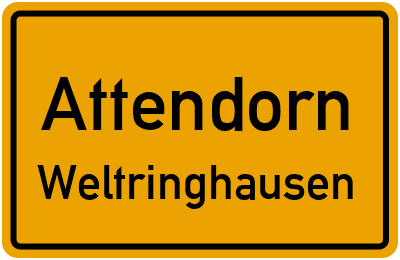 Ortsschild Attendorn Weltringhausen