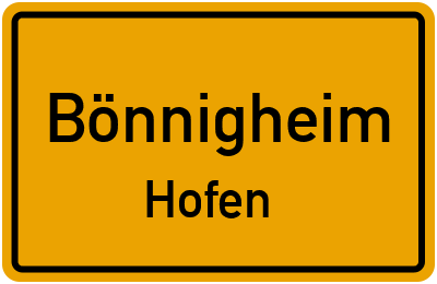 Straßenverzeichnis Bönnigheim Hofen
