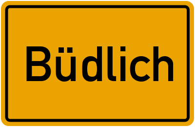 Ortsschild von Gemeinde Büdlich in Rheinland-Pfalz