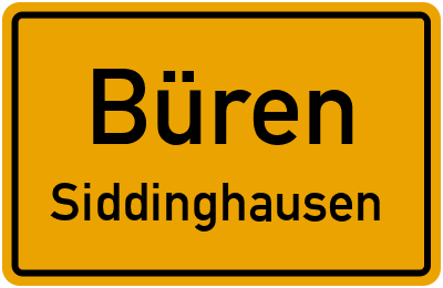 Ortsschild Büren Siddinghausen