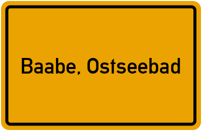 Ortsschild von Baabe, Ostseebad in Mecklenburg-Vorpommern