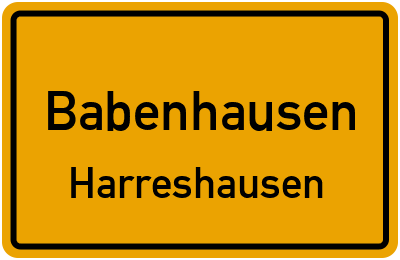Ortsschild Babenhausen Harreshausen