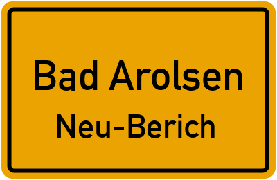 Ortsschild Bad Arolsen Neu-Berich