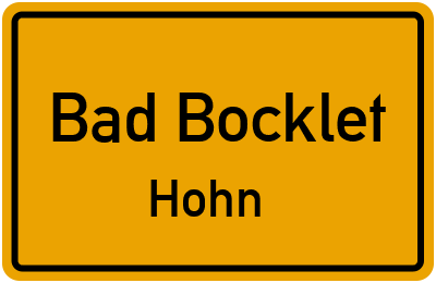 Ortsschild Bad Bocklet Hohn