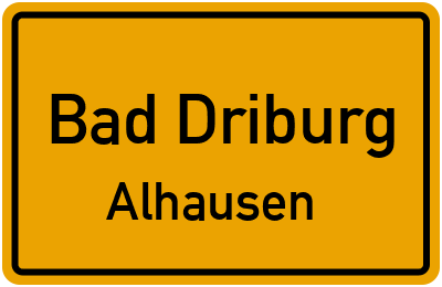 Ortsschild Bad Driburg Alhausen