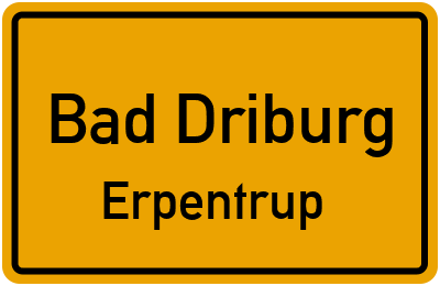 Ortsschild Bad Driburg Erpentrup