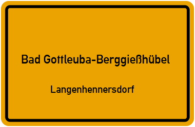 Ortsschild Bad Gottleuba-Berggießhübel Langenhennersdorf