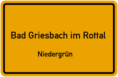 Straßenverzeichnis Bad Griesbach im Rottal Niedergrün