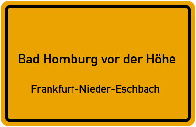 Straßenverzeichnis Bad Homburg vor der Höhe Frankfurt-Nieder-Eschbach