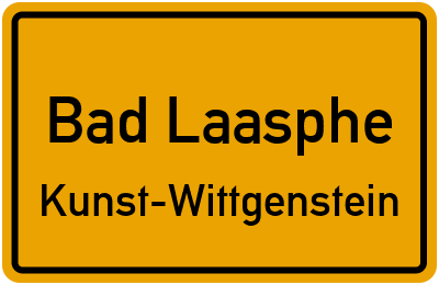 Ortsschild Bad Laasphe Kunst-Wittgenstein
