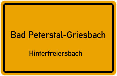 Straßenverzeichnis Bad Peterstal-Griesbach Hinterfreiersbach