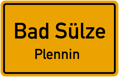 Straßenverzeichnis Bad Sülze Plennin