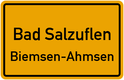 Ortsschild Bad Salzuflen Biemsen-Ahmsen