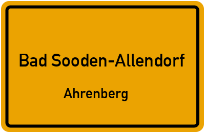 Ortsschild Bad Sooden-Allendorf Ahrenberg