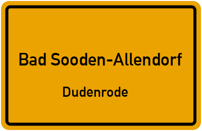 Straßenverzeichnis Bad Sooden-Allendorf Dudenrode