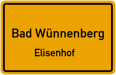Ortsschild Bad Wünnenberg Elisenhof